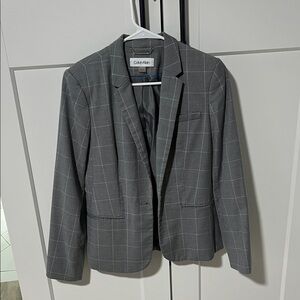 Calvin Klein Gray Plaid Blazer